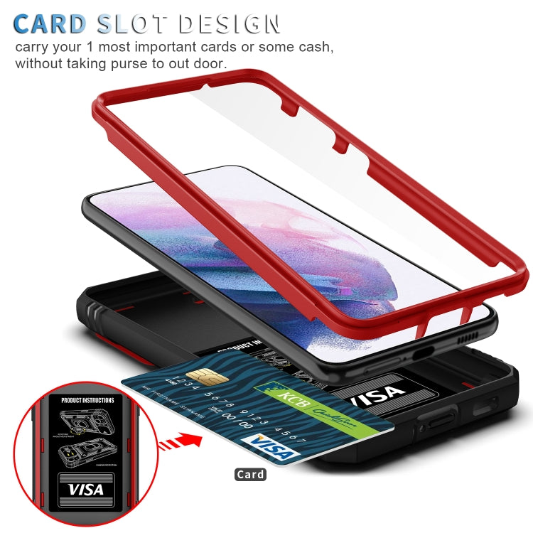 For Samsung Galaxy S21+ 5G Sliding Camera Cover Design TPU + PC Protective Case with 360 Degree Rotating Holder & Card Slot