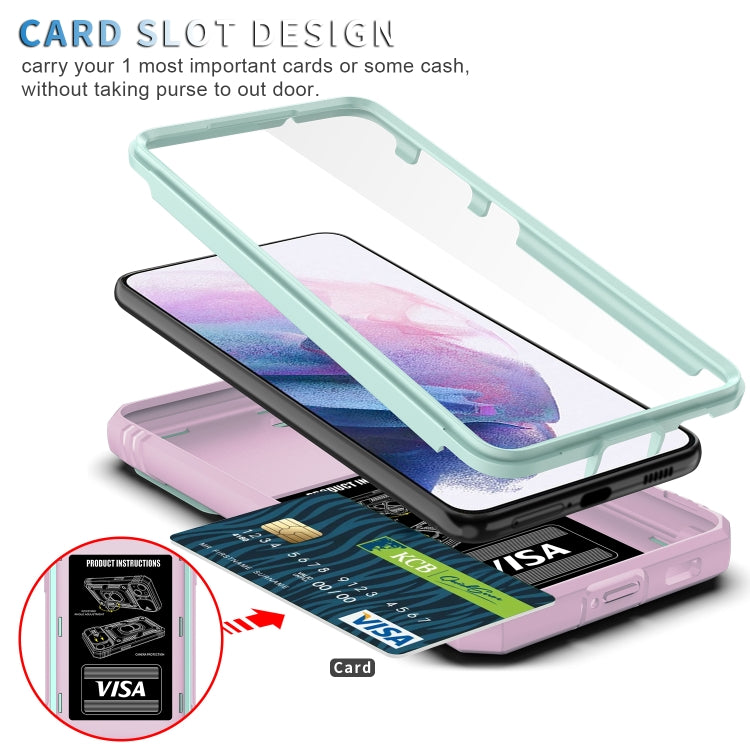 For Samsung Galaxy S21+ 5G Sliding Camera Cover Design TPU + PC Protective Case with 360 Degree Rotating Holder & Card Slot