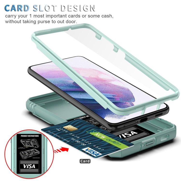 For Samsung Galaxy S21+ 5G Sliding Camera Cover Design TPU + PC Protective Case with 360 Degree Rotating Holder & Card Slot