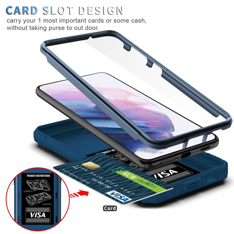 For Samsung Galaxy S21+ 5G Sliding Camera Cover Design TPU + PC Protective Case with 360 Degree Rotating Holder & Card Slot