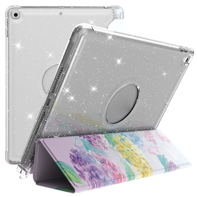 For iPad 10.2 2021 / 2020 / 2019 Painted Pattern Glitter Shockproof Horizontal Flip TPU + PU Leather Case with 3-folding Holder & Pen Slot