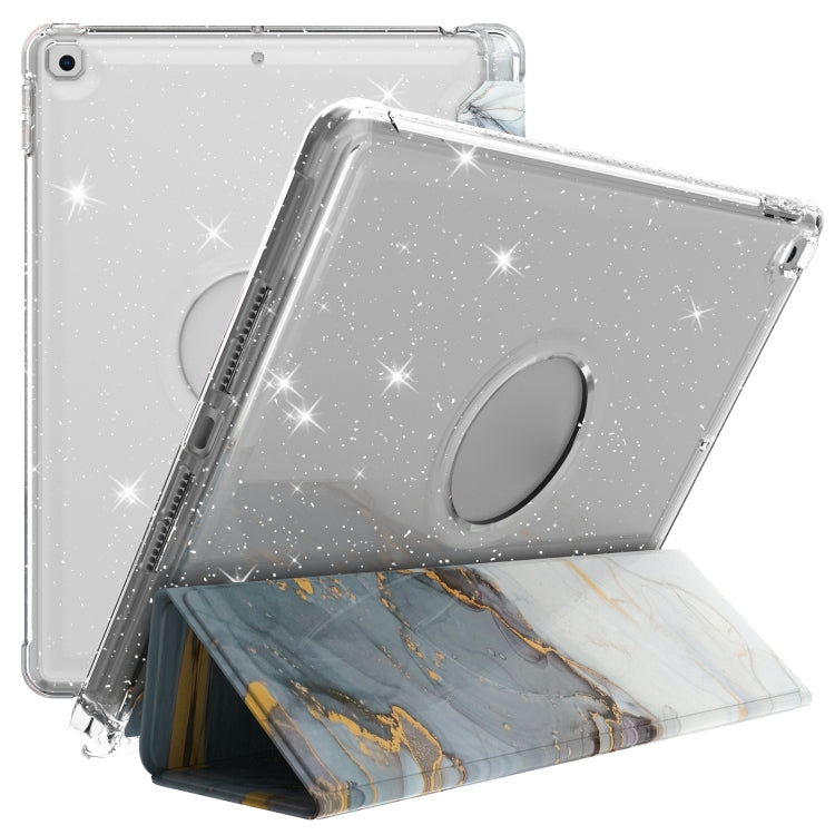 For iPad 10.2 2021 / 2020 / 2019 Painted Pattern Glitter Shockproof Horizontal Flip TPU + PU Leather Case with 3-folding Holder & Pen Slot