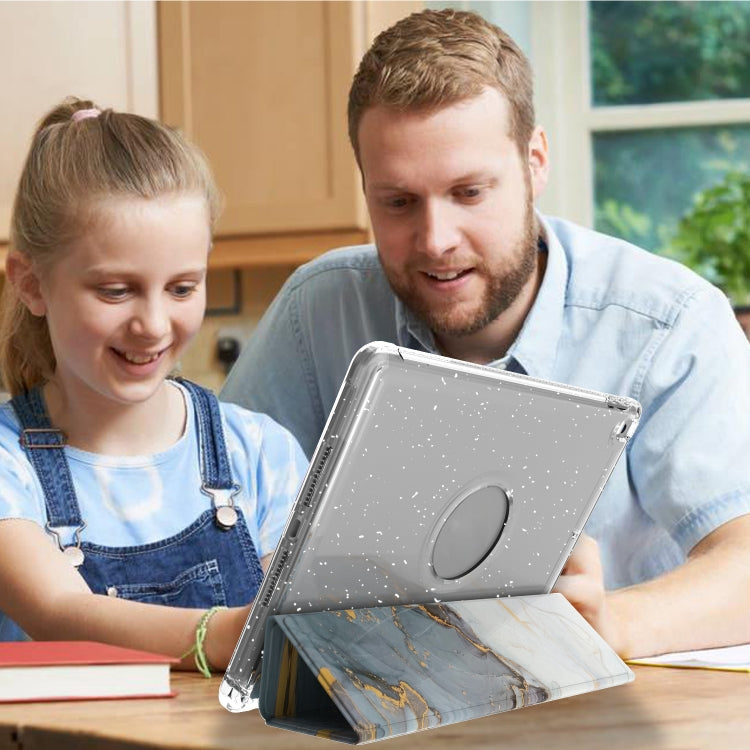For iPad 10.2 2021 / 2020 / 2019 Painted Pattern Glitter Shockproof Horizontal Flip TPU + PU Leather Case with 3-folding Holder & Pen Slot
