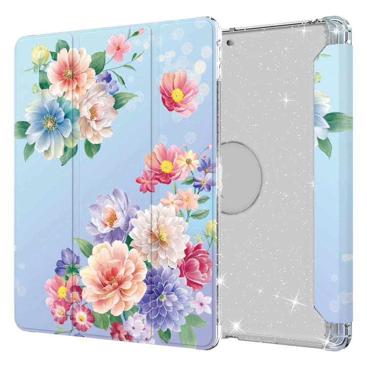 For iPad 10.2 2021 / 2020 / 2019 Painted Pattern Glitter Shockproof Horizontal Flip TPU + PU Leather Case with 3-folding Holder & Pen Slot