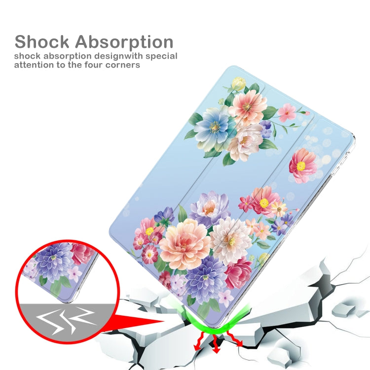 For iPad 10.2 2021 / 2020 / 2019 Painted Pattern Glitter Shockproof Horizontal Flip TPU + PU Leather Case with 3-folding Holder & Pen Slot