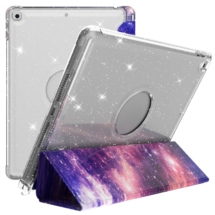 For iPad 10.2 2021 / 2020 / 2019 Painted Pattern Glitter Shockproof Horizontal Flip TPU + PU Leather Case with 3-folding Holder & Pen Slot