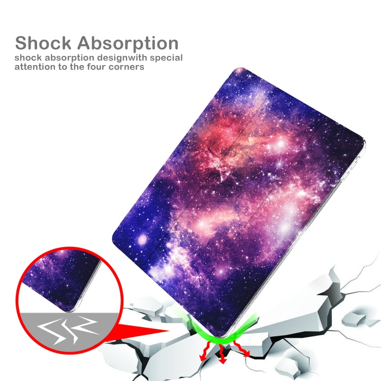 For iPad 10.2 2021 / 2020 / 2019 Painted Pattern Glitter Shockproof Horizontal Flip TPU + PU Leather Case with 3-folding Holder & Pen Slot