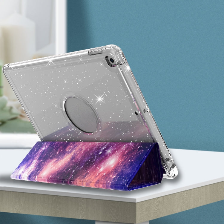 For iPad 10.2 2021 / 2020 / 2019 Painted Pattern Glitter Shockproof Horizontal Flip TPU + PU Leather Case with 3-folding Holder & Pen Slot