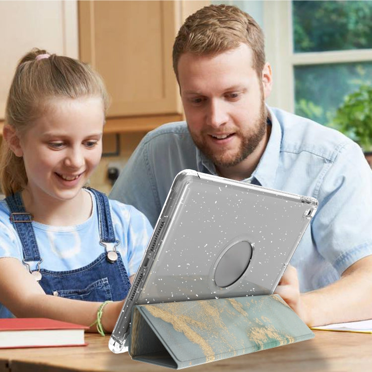 For iPad 10.2 2021 / 2020 / 2019 Painted Pattern Glitter Shockproof Horizontal Flip TPU + PU Leather Case with 3-folding Holder & Pen Slot