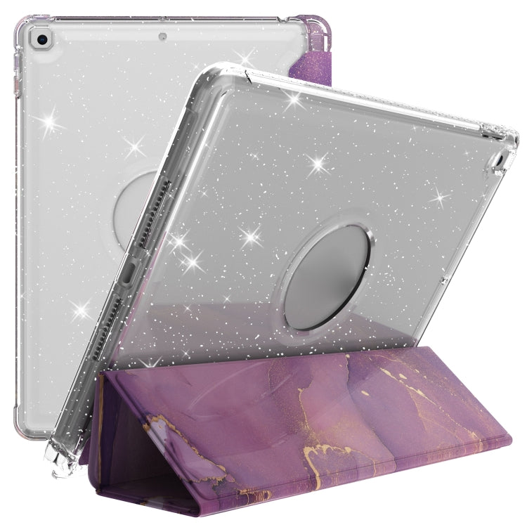 For iPad 10.2 2021 / 2020 / 2019 Painted Pattern Glitter Shockproof Horizontal Flip TPU + PU Leather Case with 3-folding Holder & Pen Slot