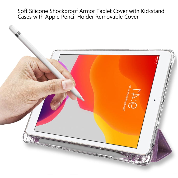 For iPad 10.2 2021 / 2020 / 2019 Painted Pattern Glitter Shockproof Horizontal Flip TPU + PU Leather Case with 3-folding Holder & Pen Slot