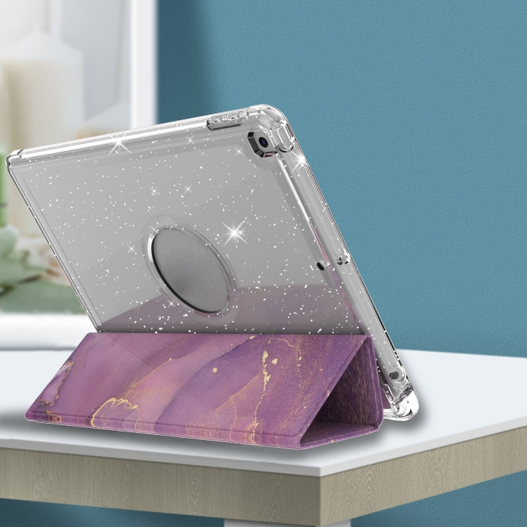 For iPad 10.2 2021 / 2020 / 2019 Painted Pattern Glitter Shockproof Horizontal Flip TPU + PU Leather Case with 3-folding Holder & Pen Slot