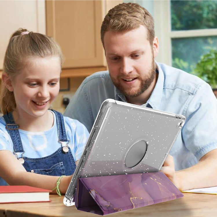 For iPad 10.2 2021 / 2020 / 2019 Painted Pattern Glitter Shockproof Horizontal Flip TPU + PU Leather Case with 3-folding Holder & Pen Slot