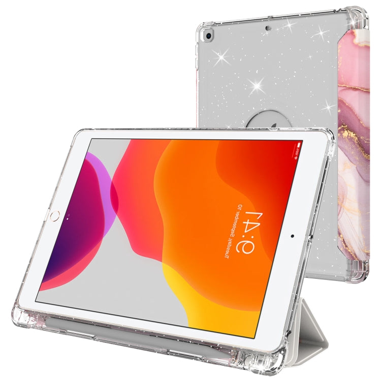 For iPad 10.2 2021 / 2020 / 2019 Painted Pattern Glitter Shockproof Horizontal Flip TPU + PU Leather Case with 3-folding Holder & Pen Slot