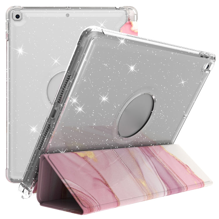 For iPad 10.2 2021 / 2020 / 2019 Painted Pattern Glitter Shockproof Horizontal Flip TPU + PU Leather Case with 3-folding Holder & Pen Slot