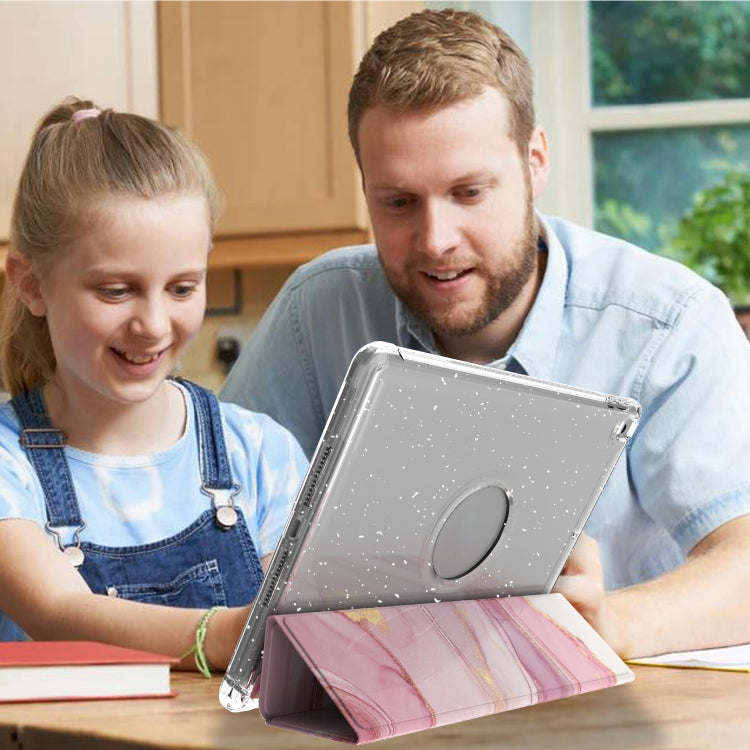 For iPad 10.2 2021 / 2020 / 2019 Painted Pattern Glitter Shockproof Horizontal Flip TPU + PU Leather Case with 3-folding Holder & Pen Slot