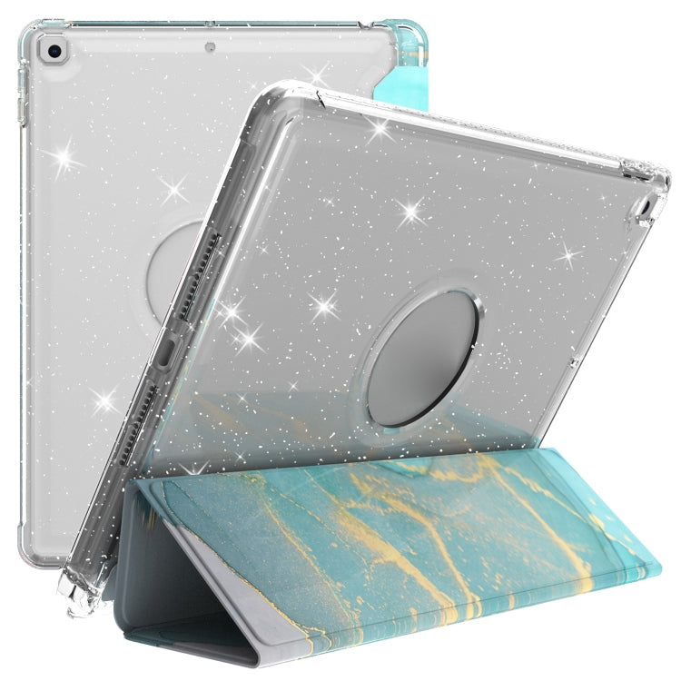 For iPad 10.2 2021 / 2020 / 2019 Painted Pattern Glitter Shockproof Horizontal Flip TPU + PU Leather Case with 3-folding Holder & Pen Slot