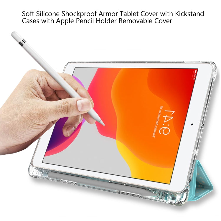 For iPad 10.2 2021 / 2020 / 2019 Painted Pattern Glitter Shockproof Horizontal Flip TPU + PU Leather Case with 3-folding Holder & Pen Slot
