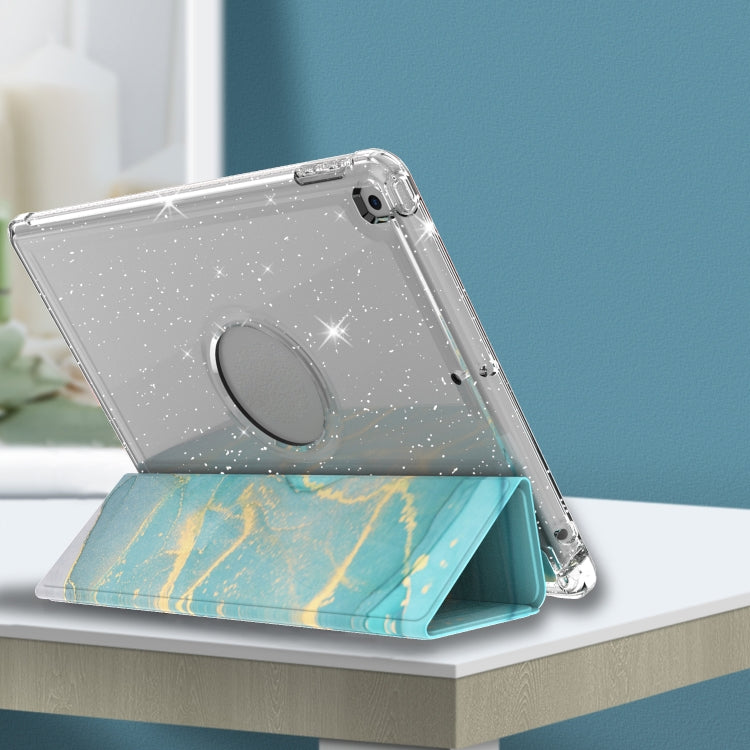For iPad 10.2 2021 / 2020 / 2019 Painted Pattern Glitter Shockproof Horizontal Flip TPU + PU Leather Case with 3-folding Holder & Pen Slot