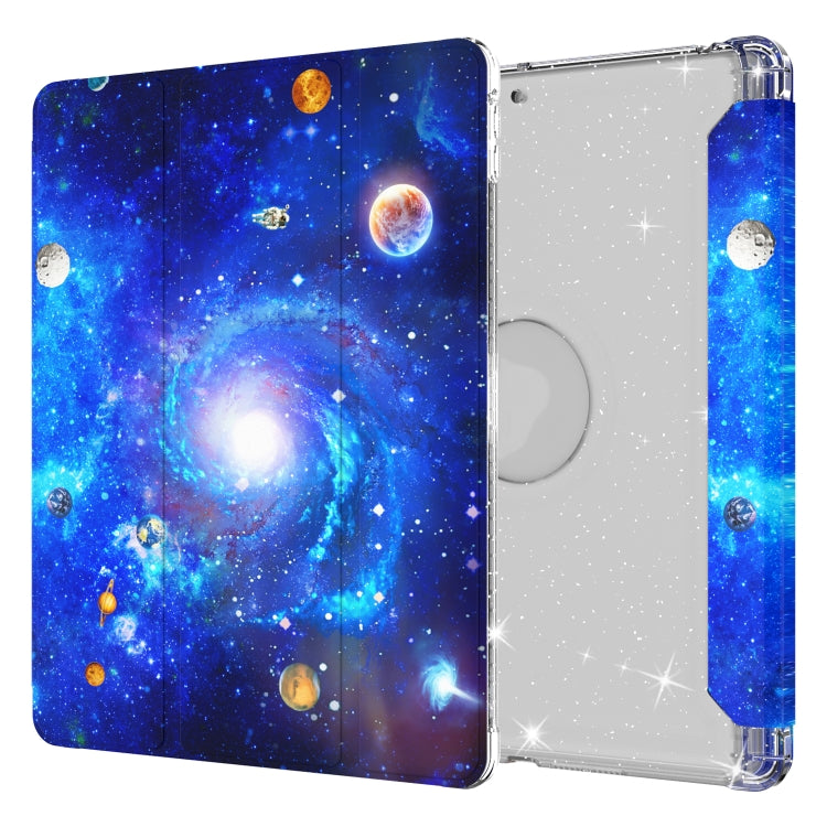 For iPad 10.2 2021 / 2020 / 2019 Painted Pattern Glitter Shockproof Horizontal Flip TPU + PU Leather Case with 3-folding Holder & Pen Slot