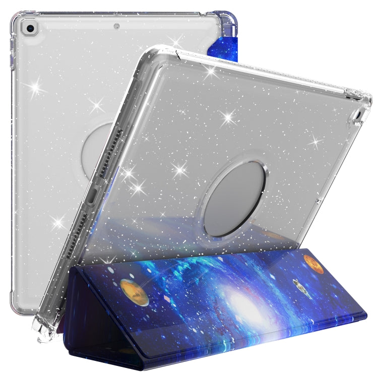 For iPad 10.2 2021 / 2020 / 2019 Painted Pattern Glitter Shockproof Horizontal Flip TPU + PU Leather Case with 3-folding Holder & Pen Slot