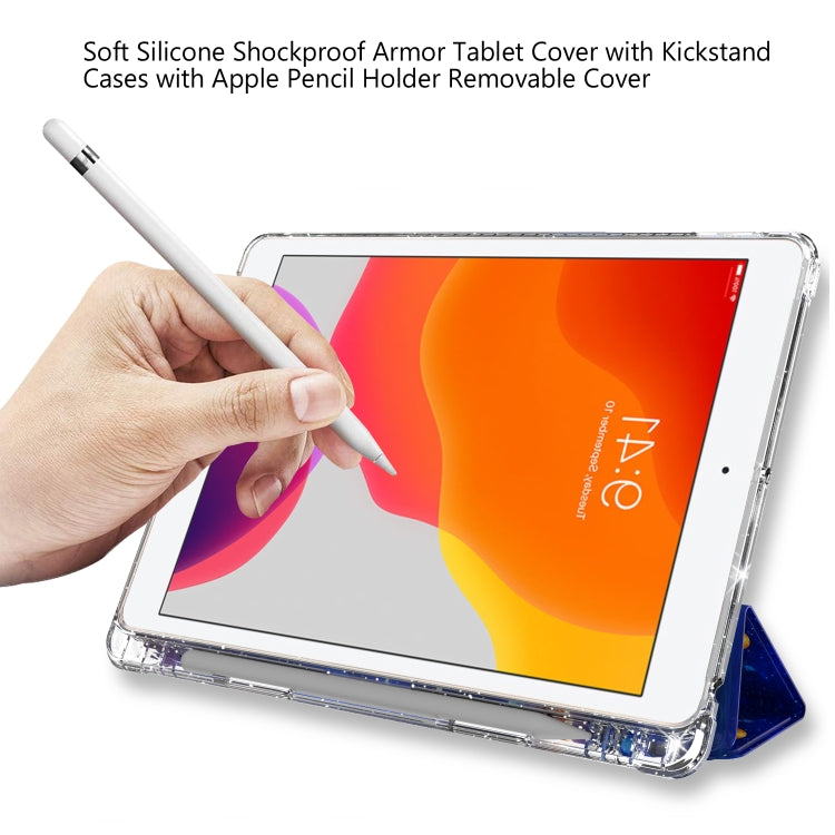 For iPad 10.2 2021 / 2020 / 2019 Painted Pattern Glitter Shockproof Horizontal Flip TPU + PU Leather Case with 3-folding Holder & Pen Slot