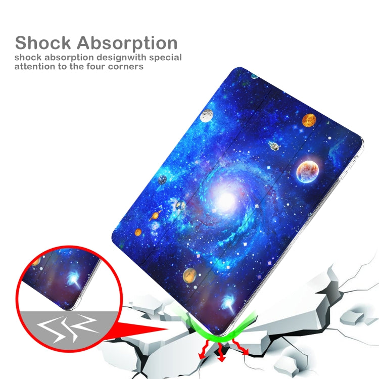 For iPad 10.2 2021 / 2020 / 2019 Painted Pattern Glitter Shockproof Horizontal Flip TPU + PU Leather Case with 3-folding Holder & Pen Slot