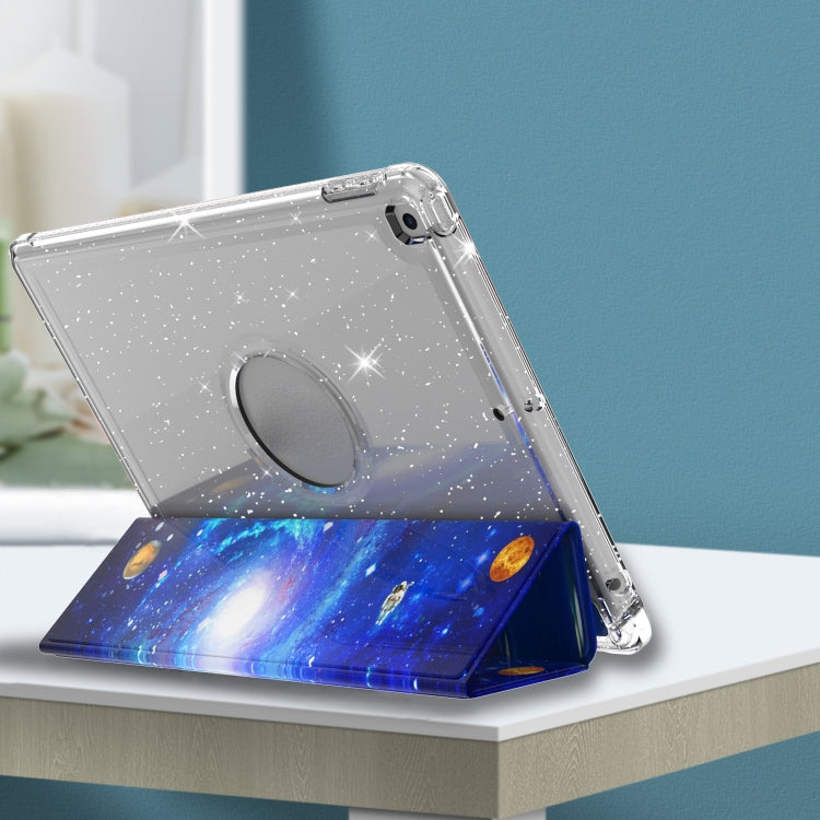 For iPad 10.2 2021 / 2020 / 2019 Painted Pattern Glitter Shockproof Horizontal Flip TPU + PU Leather Case with 3-folding Holder & Pen Slot