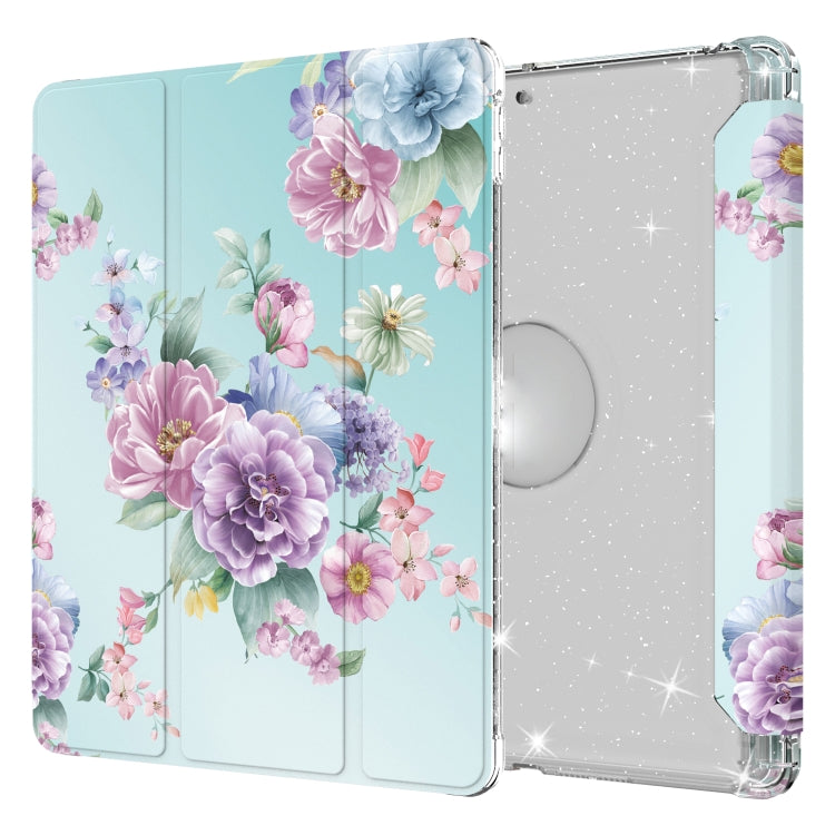 For iPad 10.2 2021 / 2020 / 2019 Painted Pattern Glitter Shockproof Horizontal Flip TPU + PU Leather Case with 3-folding Holder & Pen Slot
