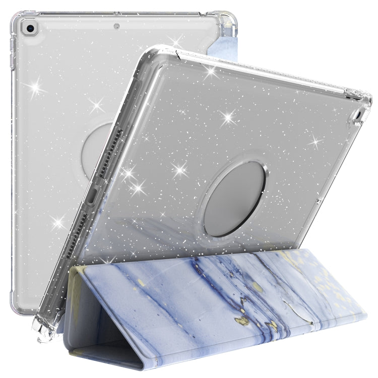 For iPad 10.2 2021 / 2020 / 2019 Painted Pattern Glitter Shockproof Horizontal Flip TPU + PU Leather Case with 3-folding Holder & Pen Slot