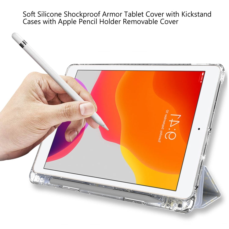 For iPad 10.2 2021 / 2020 / 2019 Painted Pattern Glitter Shockproof Horizontal Flip TPU + PU Leather Case with 3-folding Holder & Pen Slot