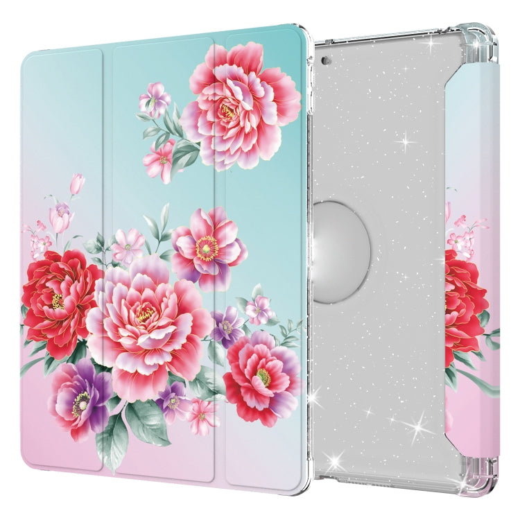 For iPad 10.2 2021 / 2020 / 2019 Painted Pattern Glitter Shockproof Horizontal Flip TPU + PU Leather Case with 3-folding Holder & Pen Slot