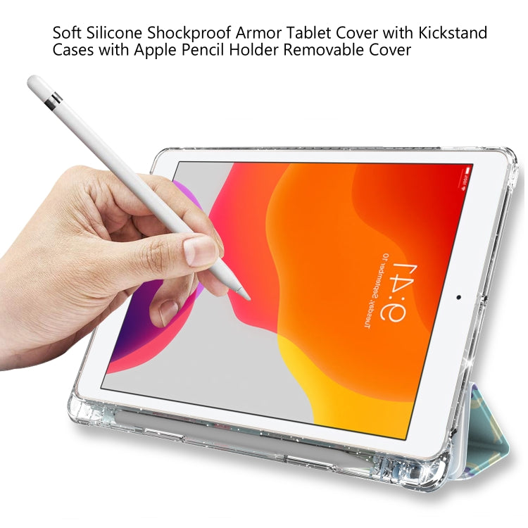 For iPad 10.2 2021 / 2020 / 2019 Painted Pattern Glitter Shockproof Horizontal Flip TPU + PU Leather Case with 3-folding Holder & Pen Slot