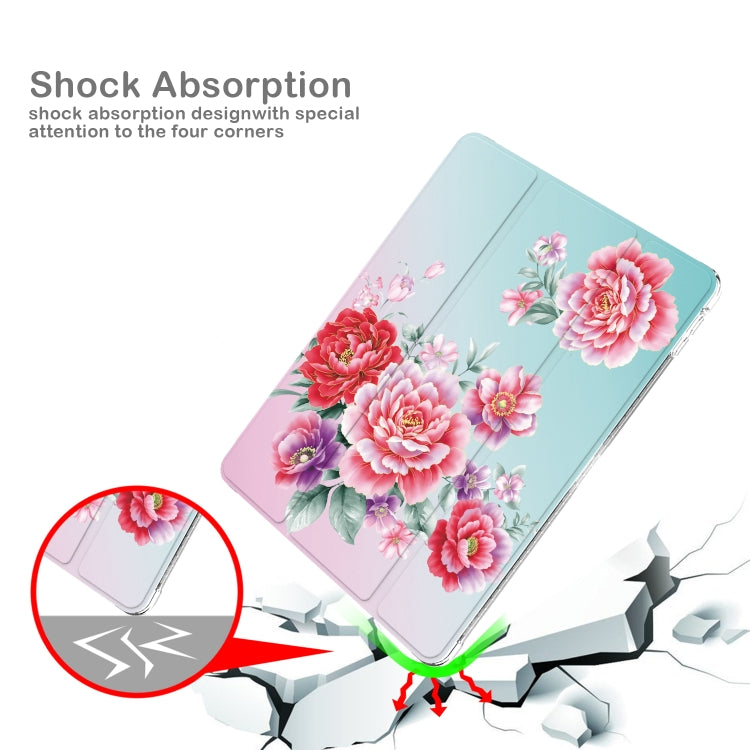 For iPad 10.2 2021 / 2020 / 2019 Painted Pattern Glitter Shockproof Horizontal Flip TPU + PU Leather Case with 3-folding Holder & Pen Slot