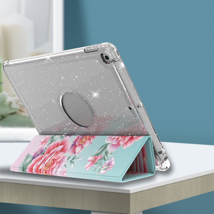 For iPad 10.2 2021 / 2020 / 2019 Painted Pattern Glitter Shockproof Horizontal Flip TPU + PU Leather Case with 3-folding Holder & Pen Slot