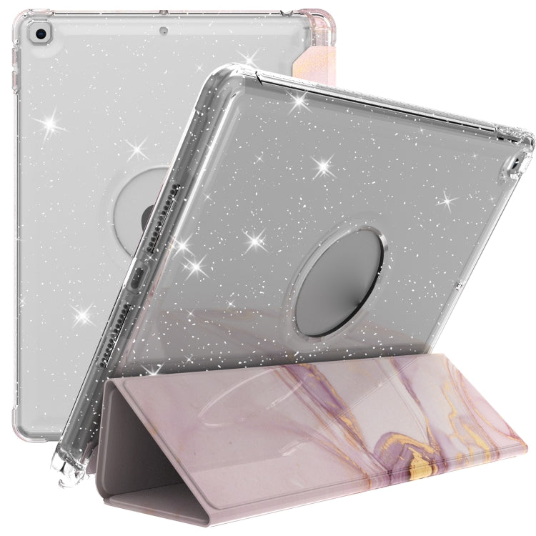For iPad 10.2 2021 / 2020 / 2019 Painted Pattern Glitter Shockproof Horizontal Flip TPU + PU Leather Case with 3-folding Holder & Pen Slot