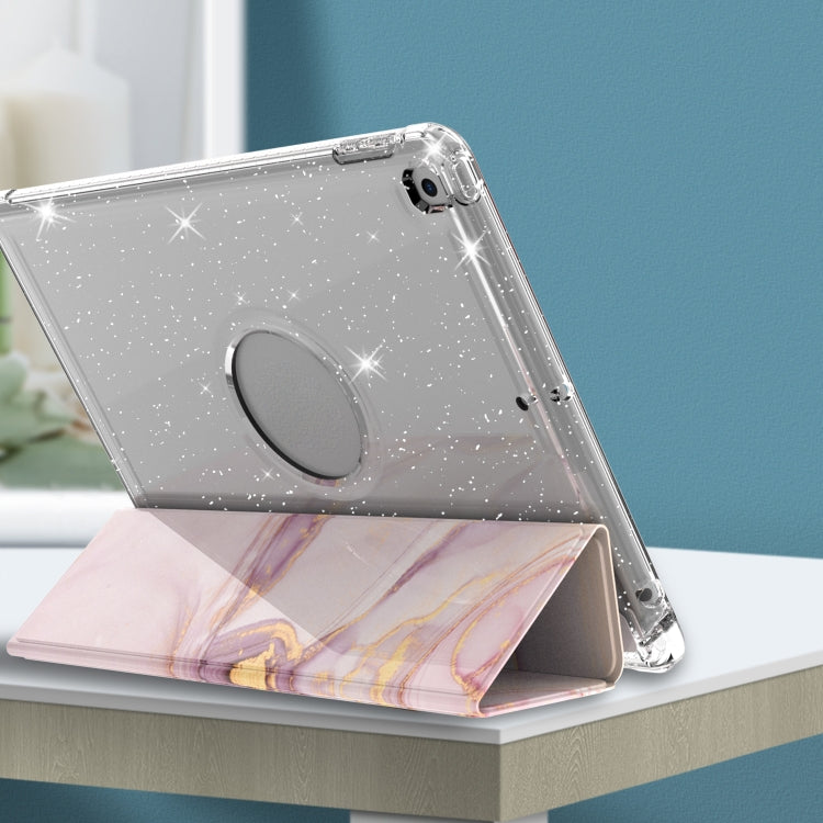 For iPad 10.2 2021 / 2020 / 2019 Painted Pattern Glitter Shockproof Horizontal Flip TPU + PU Leather Case with 3-folding Holder & Pen Slot