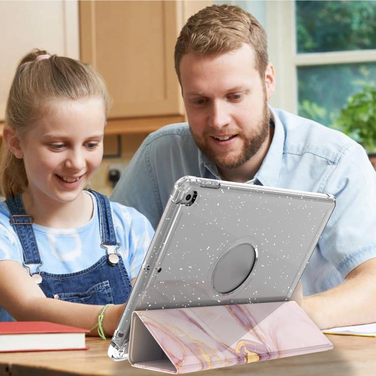 For iPad 10.2 2021 / 2020 / 2019 Painted Pattern Glitter Shockproof Horizontal Flip TPU + PU Leather Case with 3-folding Holder & Pen Slot