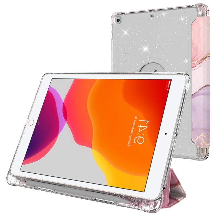 For iPad 10.2 2021 / 2020 / 2019 Painted Pattern Glitter Shockproof Horizontal Flip TPU + PU Leather Case with 3-folding Holder & Pen Slot