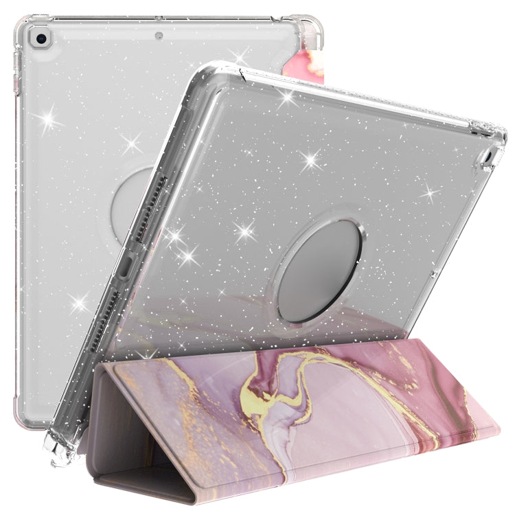 For iPad 10.2 2021 / 2020 / 2019 Painted Pattern Glitter Shockproof Horizontal Flip TPU + PU Leather Case with 3-folding Holder & Pen Slot