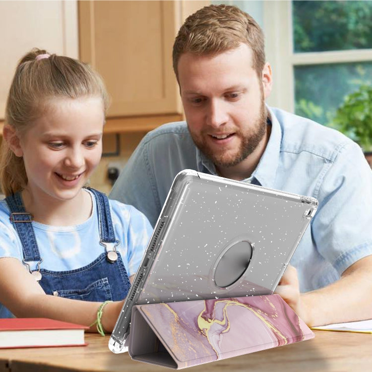 For iPad 10.2 2021 / 2020 / 2019 Painted Pattern Glitter Shockproof Horizontal Flip TPU + PU Leather Case with 3-folding Holder & Pen Slot