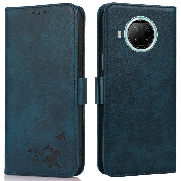 For Xiaomi Redmi Note 9 Pro 5G Embossed Cat Butterflies Pattern Horizontal Flip Leather Case with Card Slot & Holder & Wallet