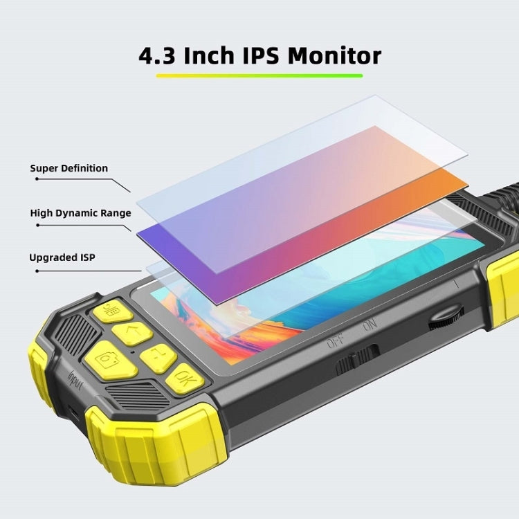Y19 7.9mm Dual Lens Hand-held Hard-wire Endoscope with 4.3-inch IPS Color LCD Screen, Cable Length:10m(Yellow)