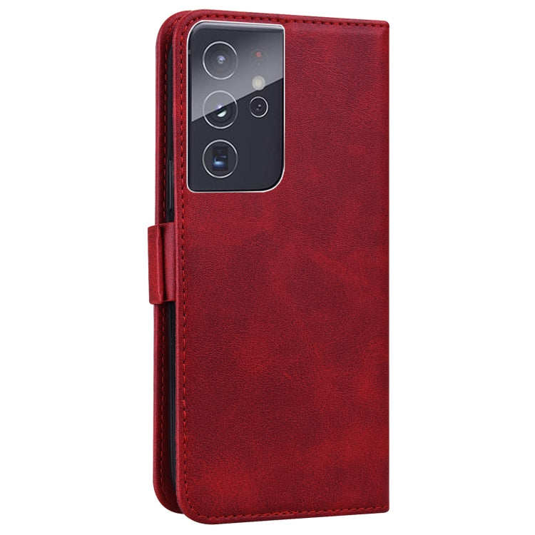 For Samsung Galaxy S21 Ultra 5G Embossed Cat Butterflies Pattern Horizontal Flip Leather Case with Card Slot & Holder & Wallet