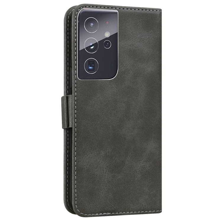 For Samsung Galaxy S21 Ultra 5G Embossed Cat Butterflies Pattern Horizontal Flip Leather Case with Card Slot & Holder & Wallet