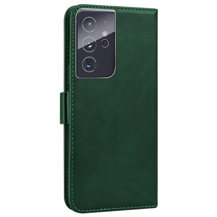 For Samsung Galaxy S21 Ultra 5G Embossed Cat Butterflies Pattern Horizontal Flip Leather Case with Card Slot & Holder & Wallet