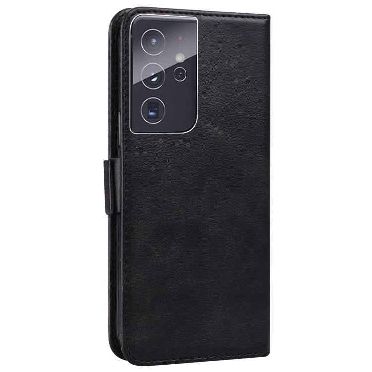 For Samsung Galaxy S21 Ultra 5G Embossed Cat Butterflies Pattern Horizontal Flip Leather Case with Card Slot & Holder & Wallet