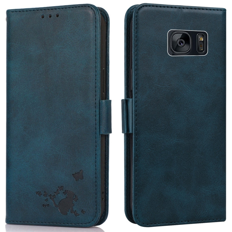 For Samsung Galaxy S7 edge Embossed Cat Butterflies Pattern Horizontal Flip Leather Case with Card Slot & Holder & Wallet