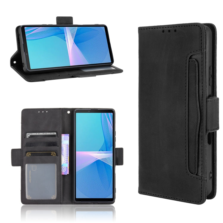 For Sony Xperia 10 III Skin Feel Calf Pattern Horizontal Flip Leather Case with Holder & Card Slots & Photo Frame