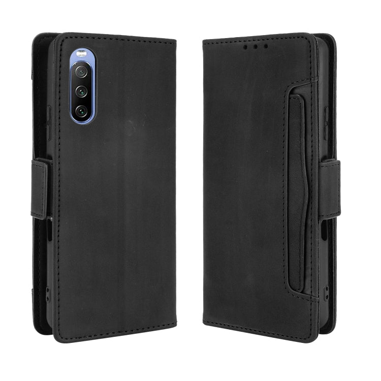 For Sony Xperia 10 III Skin Feel Calf Pattern Horizontal Flip Leather Case with Holder & Card Slots & Photo Frame